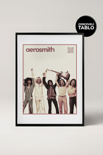 Aerosmith QR Kodlu Müziğin Devleri Koleksiyonu Siyah Çerçeveli Tasarım Tablo