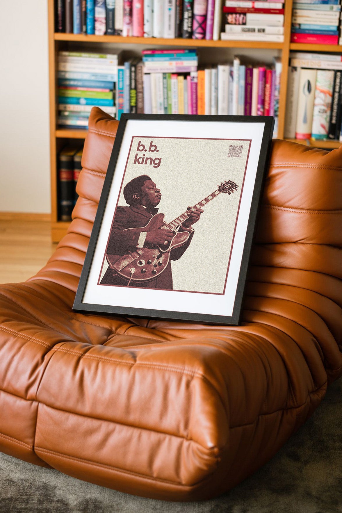 BB King QR Kodlu Müziğin Devleri Koleksiyonu Siyah Çerçeveli Tasarım Tablo
