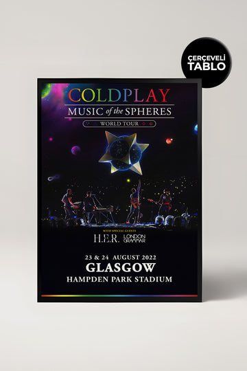 Coldplay Konser Tasarımlı Retro Çerçeveli Tasarım Tablo