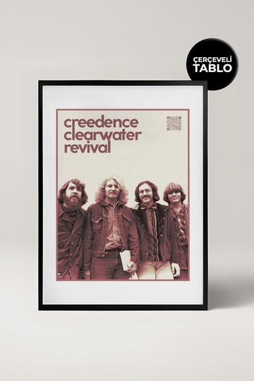 Creedence Clearwater Revival QR Kodlu Müziğin Devleri Koleksiyonu Siyah Çerçeveli Tasarım Tablo