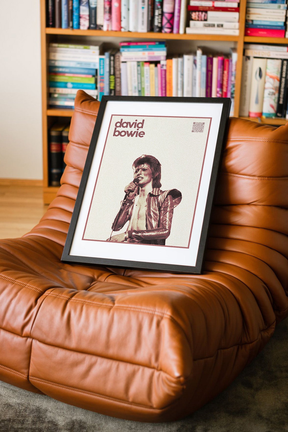 David Bowie QR Kodlu Müziğin Devleri Koleksiyonu Siyah Çerçeveli Tasarım Tablo