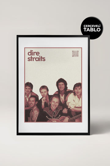 Dire Straits QR Kodlu Müziğin Devleri Koleksiyonu Siyah Çerçeveli Tasarım Tablo