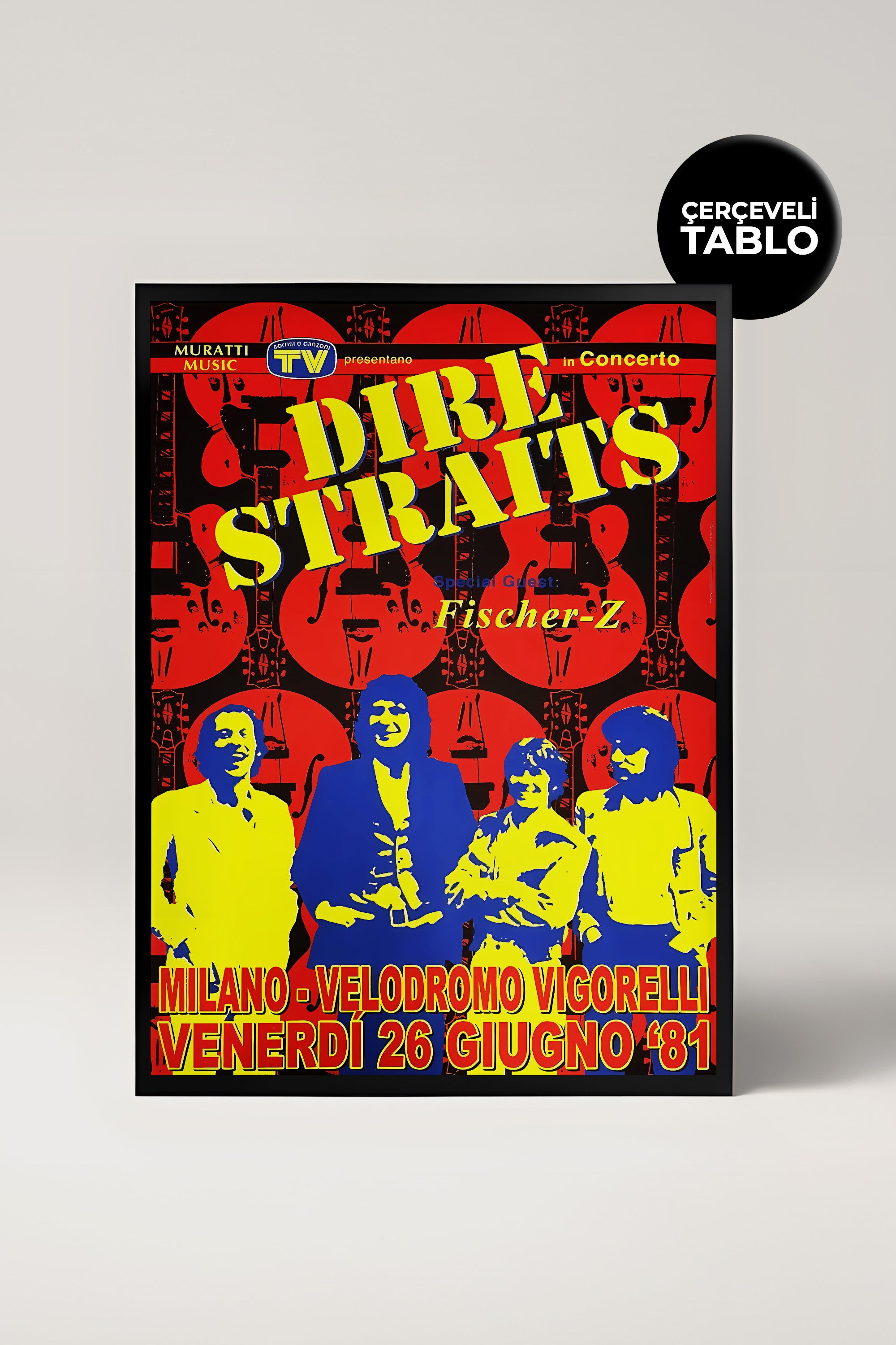 Dire Straits Konser Tasarımlı Retro Çerçeveli Tasarım Tablo