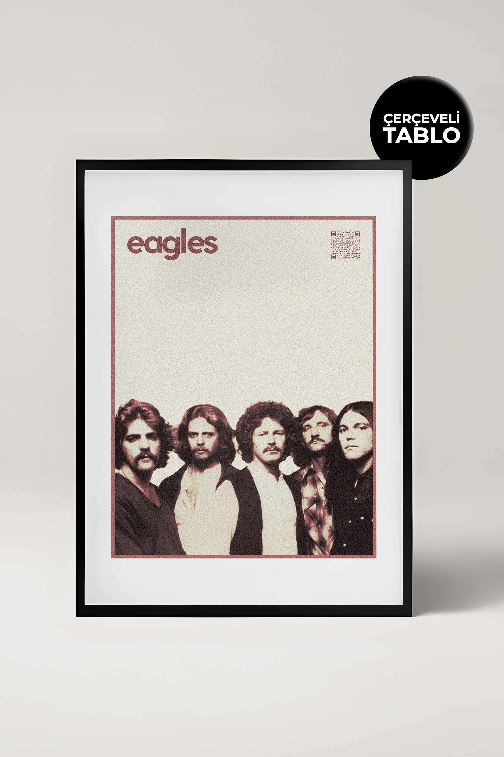 Eagles QR Kodlu Müziğin Devleri Koleksiyonu Siyah Çerçeveli Tasarım Tablo