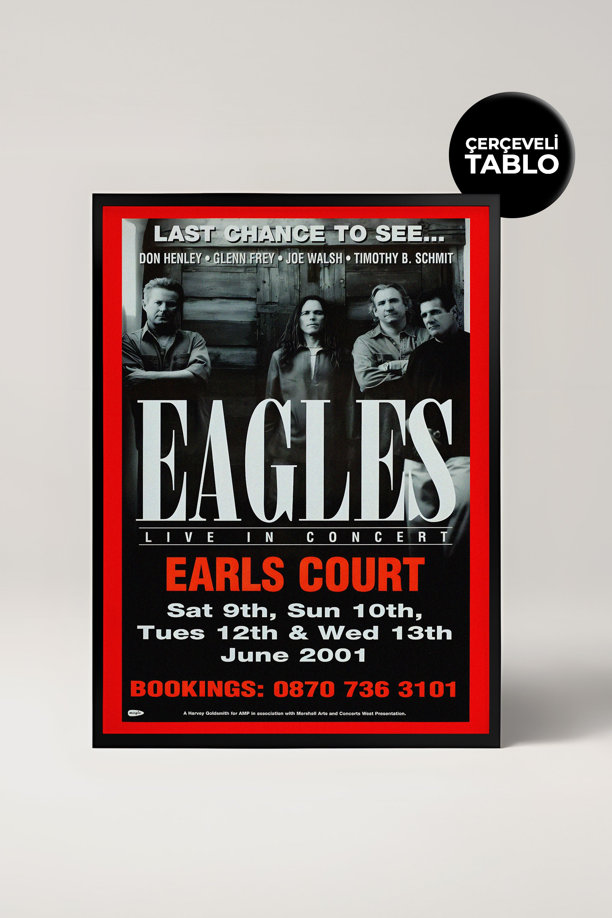 Eagles Konser Tasarımlı Retro Çerçeveli Tasarım Tablo