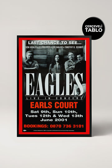 Eagles Konser Tasarımlı Retro Çerçeveli Tasarım Tablo