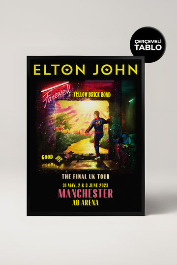 Elton John Konser Tasarımlı Retro Çerçeveli Tasarım Tablo