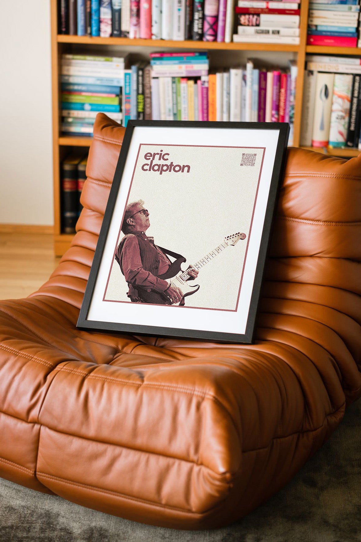 Eric Clapton QR Kodlu Müziğin Devleri Koleksiyonu Siyah Çerçeveli Tasarım Tablo