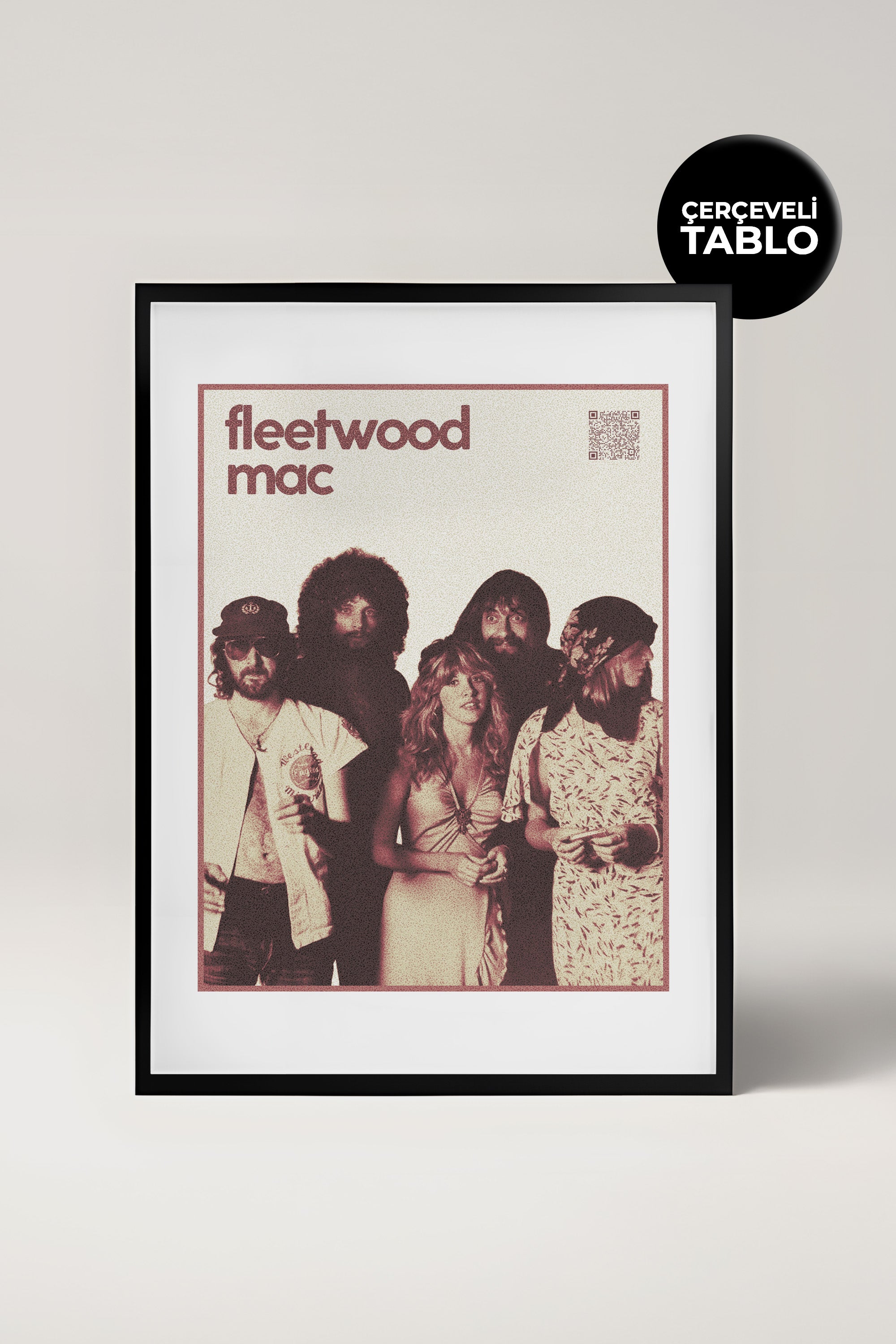 Fleetwood Mac QR Kodlu Müziğin Devleri Koleksiyonu Siyah Çerçeveli Tasarım Tablo