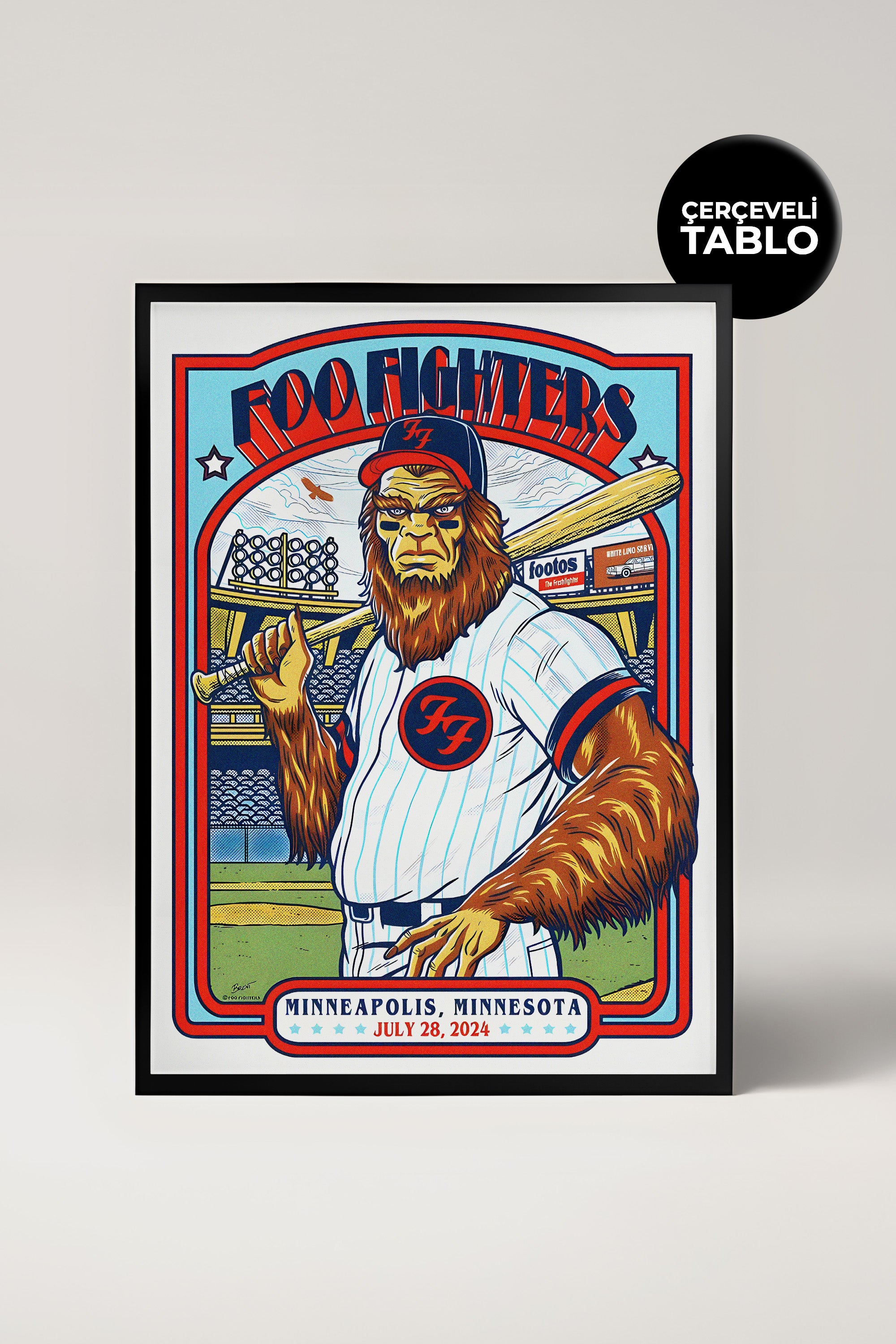 Foo Fighters Konser Tasarımlı Retro Çerçeveli Tasarım Tablo No:3