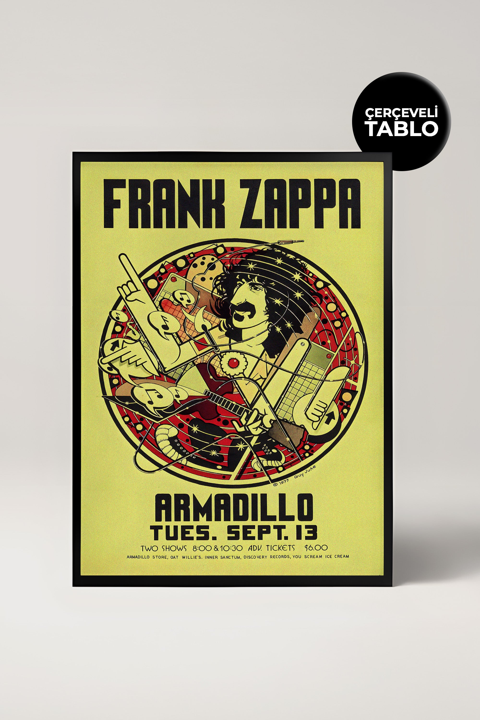 Frank Zappa Konser Tasarımlı Retro Çerçeveli Tasarım Tablo