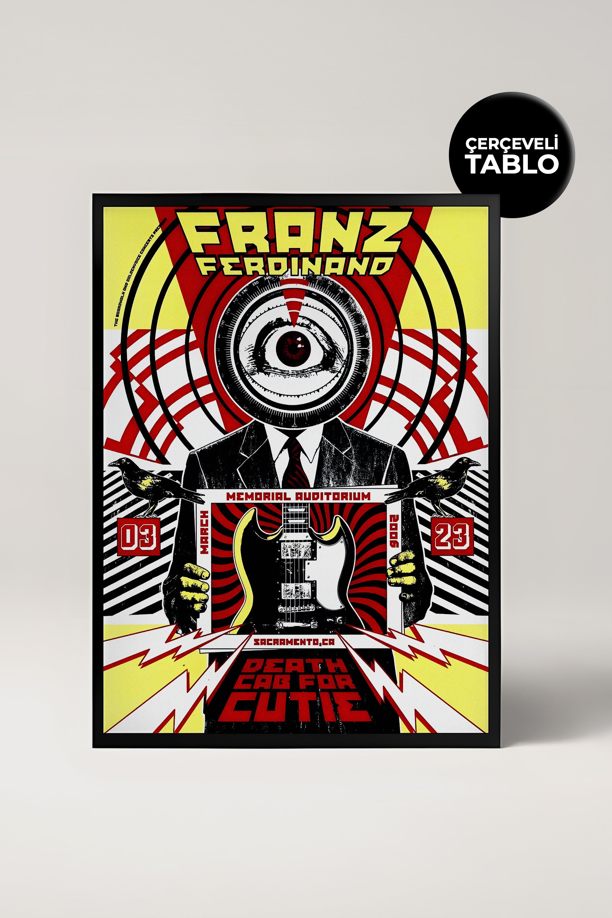 Franz Ferdinand Konser Tasarımlı Retro Çerçeveli Tasarım Tablo