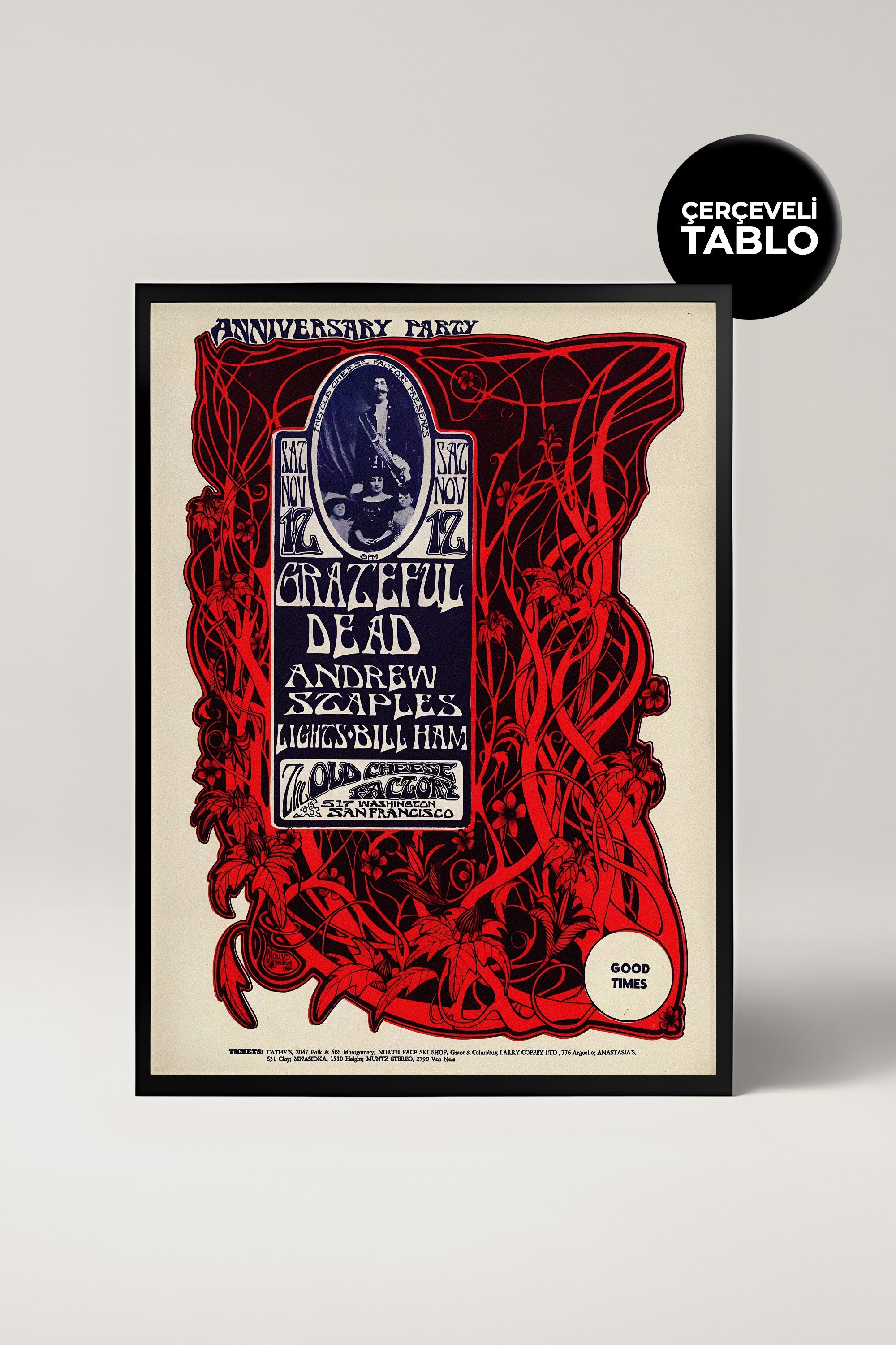 Greateful Dead Konser Tasarımlı Retro Çerçeveli Tasarım Tablo No:2