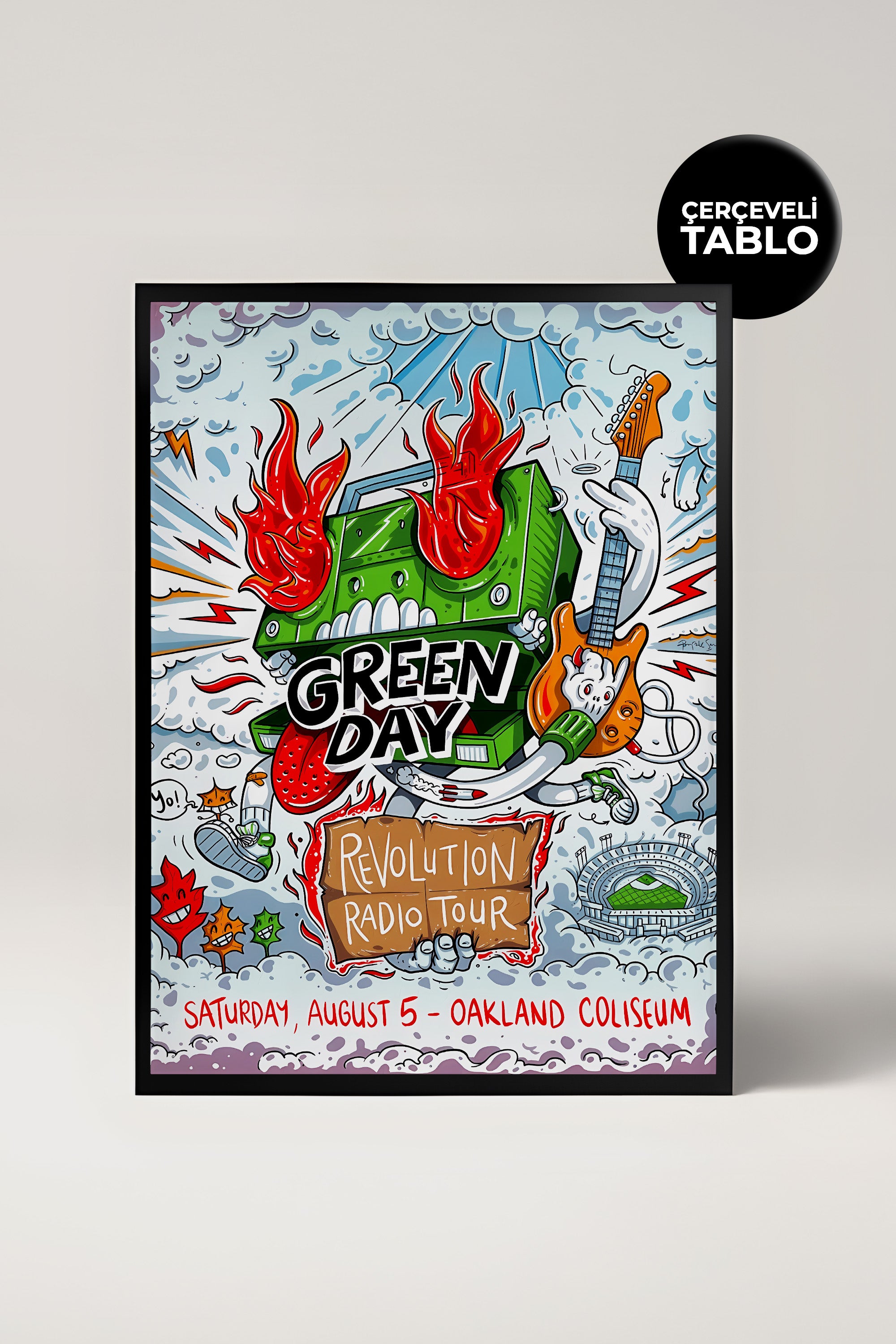 Green Day Konser Tasarımlı Retro Çerçeveli Tasarım Tablo No:2