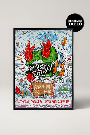 Green Day Konser Tasarımlı Retro Çerçeveli Tasarım Tablo No:2