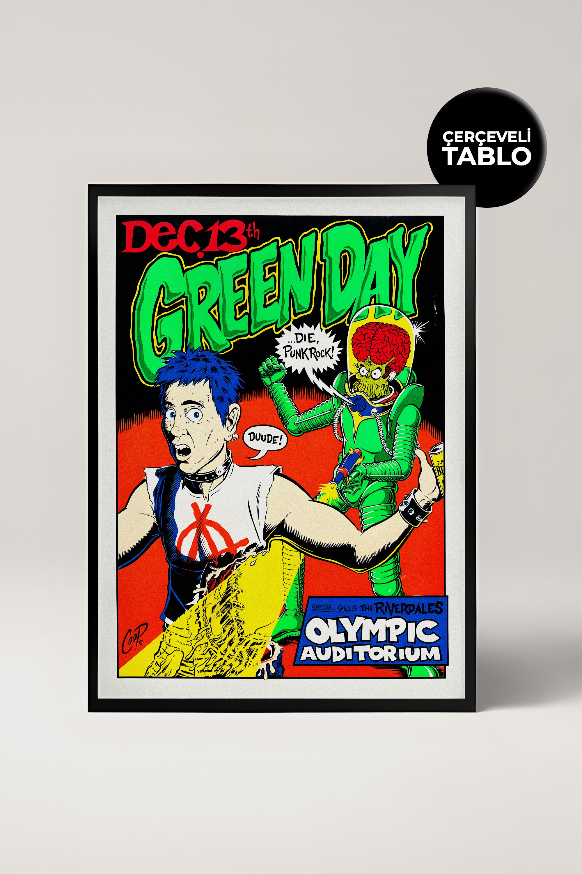 Green Day Konser Tasarımlı Retro Çerçeveli Tasarım Tablo No:3