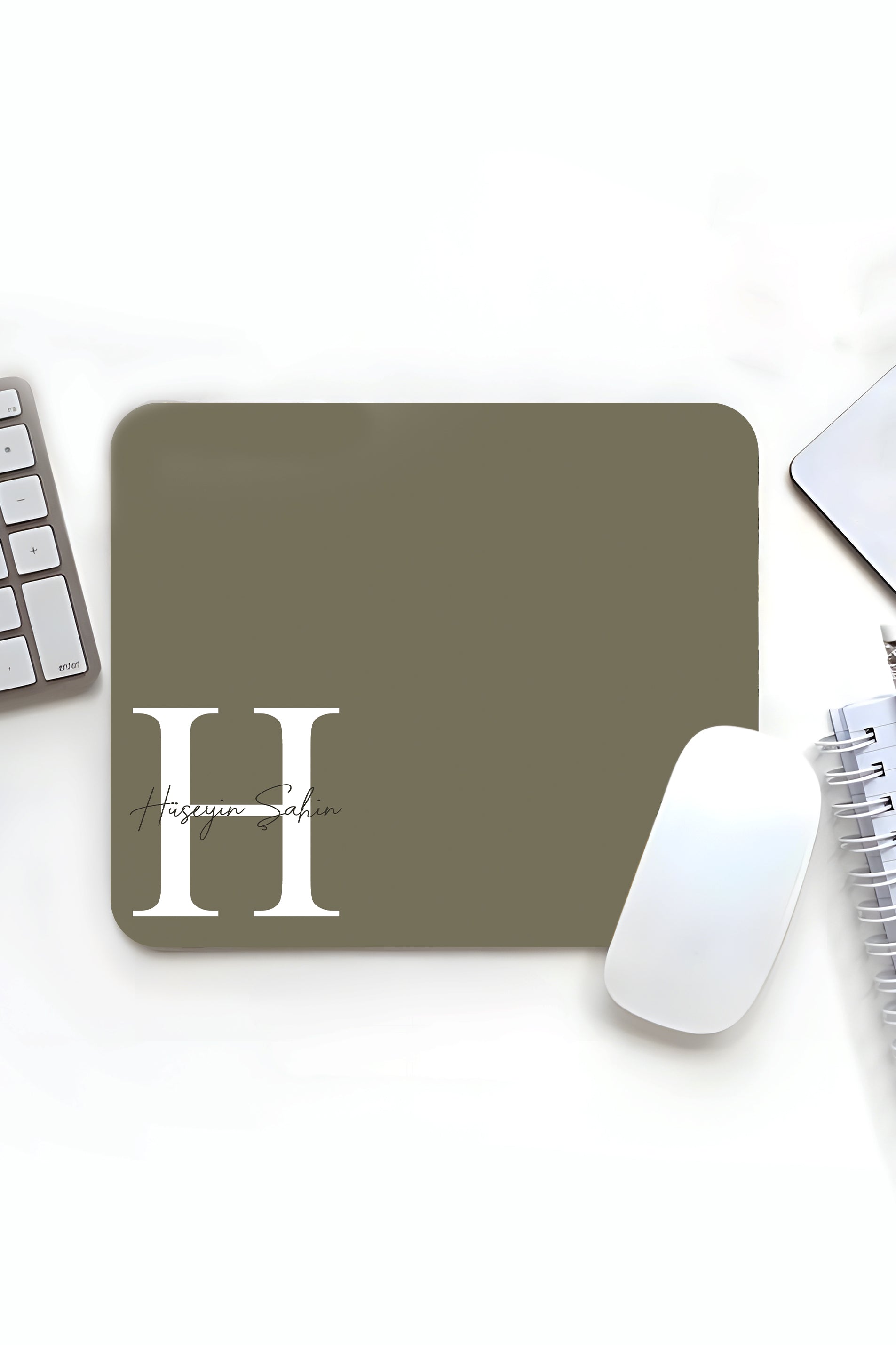 Kişiye Özel Baskılı Baş Harf, İsim Soyisim Tasarımlı 18x22cm Minimal Mousepad
