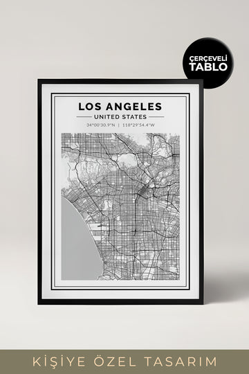 Kişiye Özel Harita Tasarımlı Çerçeveli Tablo