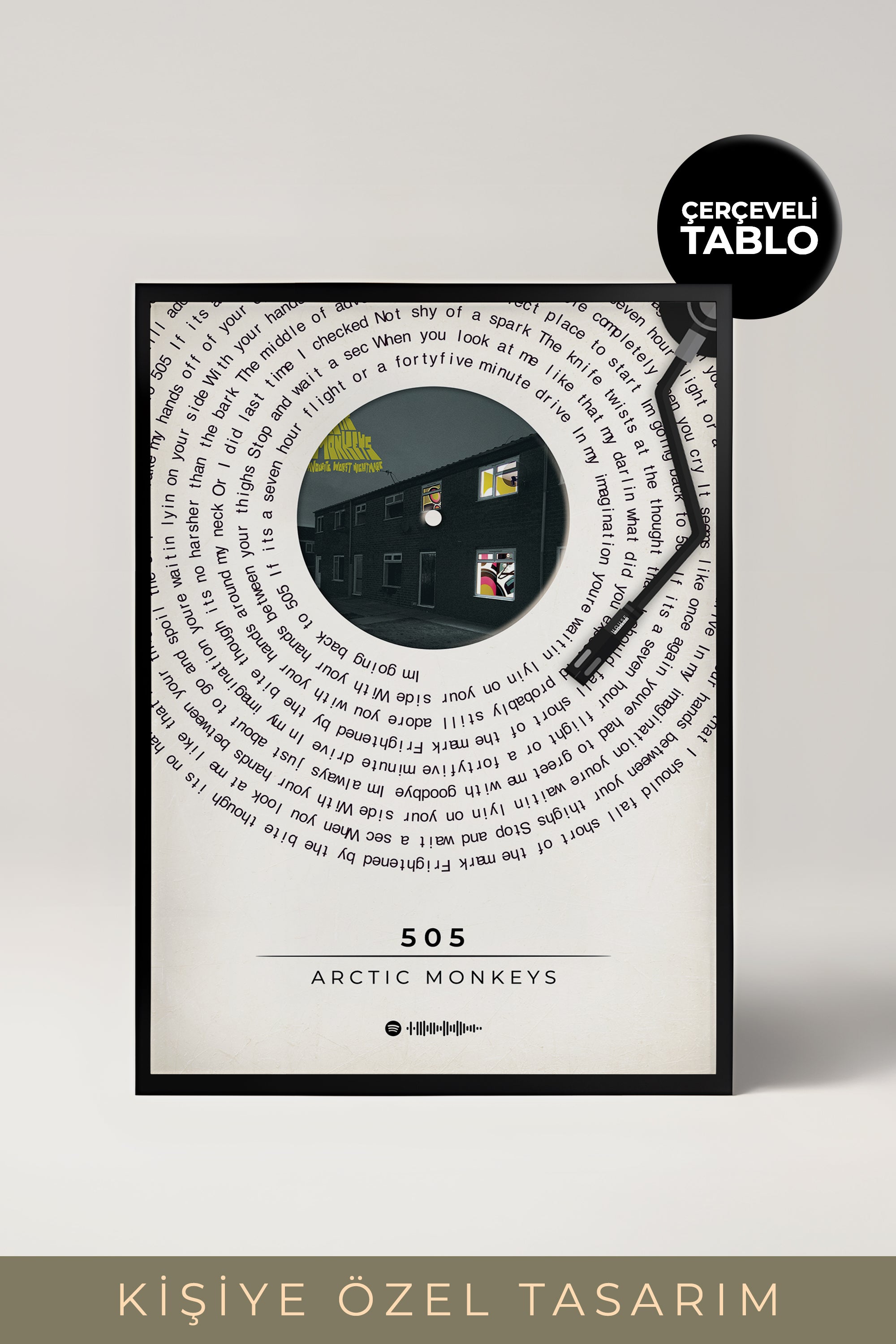 Kişiye Özel Plak Şarkı Tasarımlı Çerçeveli Tablo
