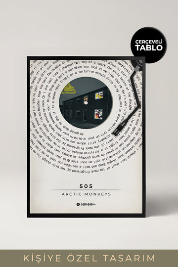 Kişiye Özel Plak Şarkı Tasarımlı Çerçeveli Tablo