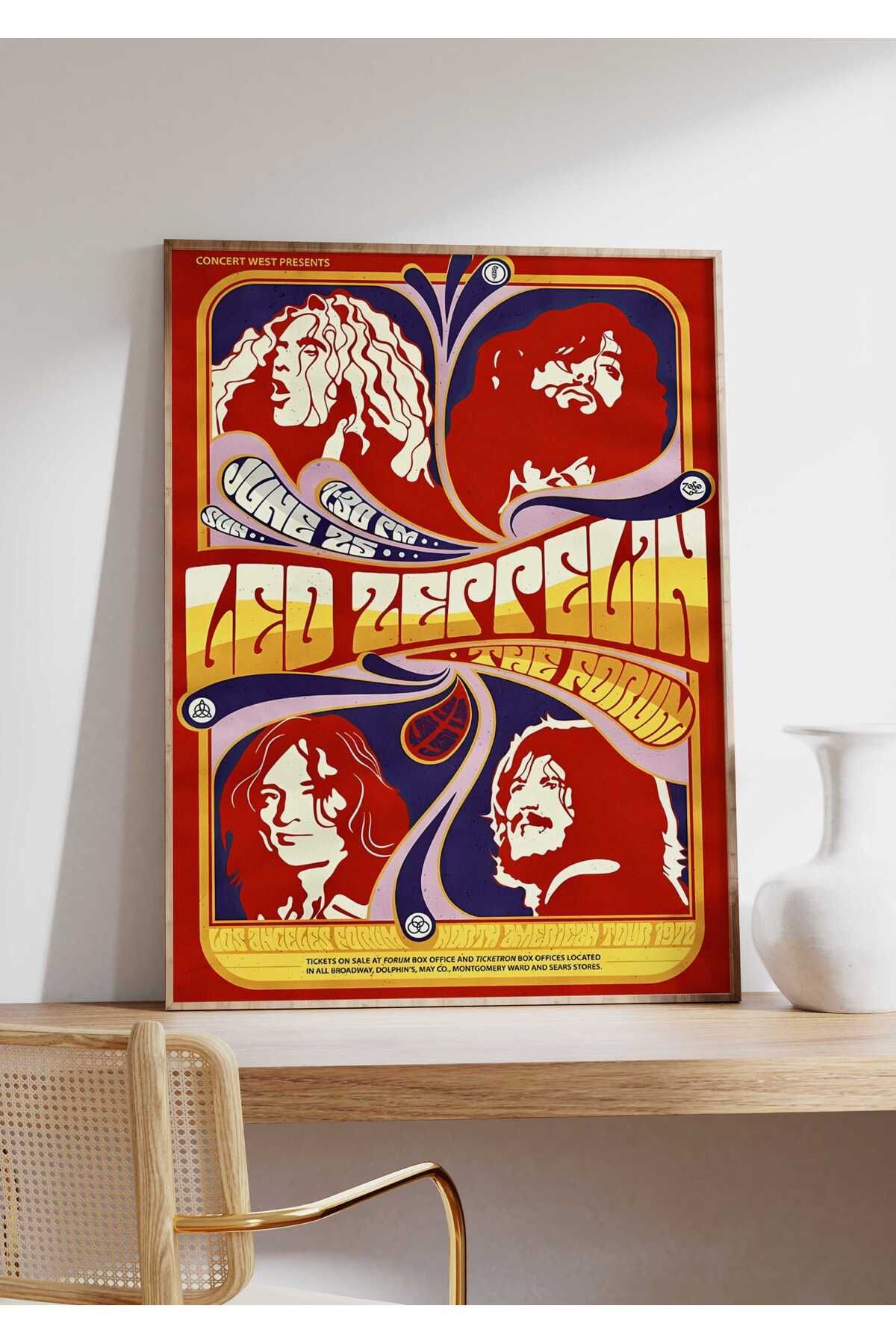 Led Zeppelin Konser Tasarımlı Retro Çerçeveli Tasarım Tablo No:2