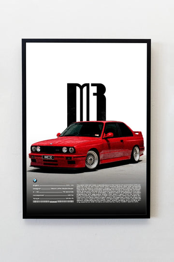 Bmw E30 M3 Tasarımlı Çerçeveli Tablo | İkonik Otomobiller Koleksiyonu