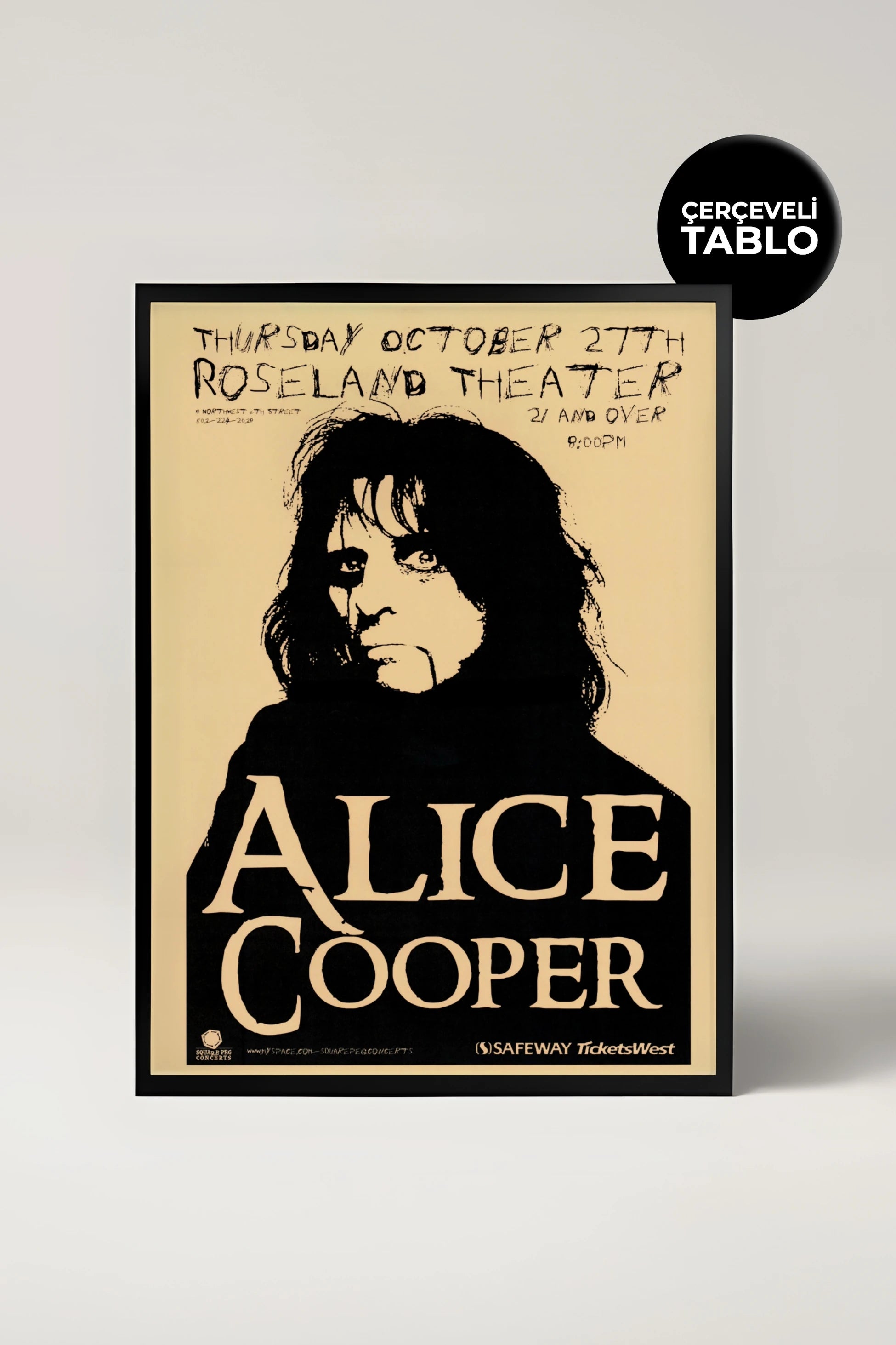 Alice Cooper Konser Tasarımlı Retro Çerçeveli Tasarım Tablo