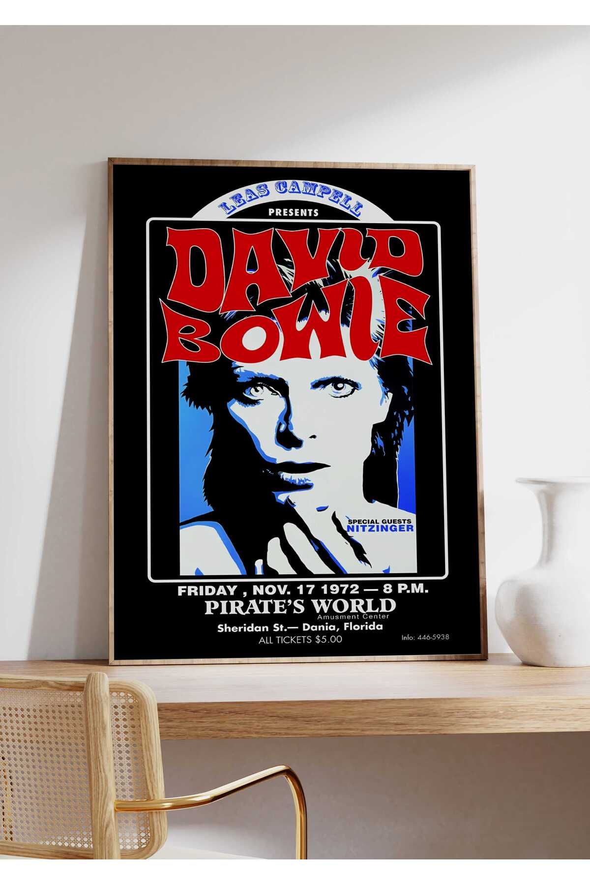 David Bowie Konser Tasarımlı Retro Çerçeveli Tasarım Tablo