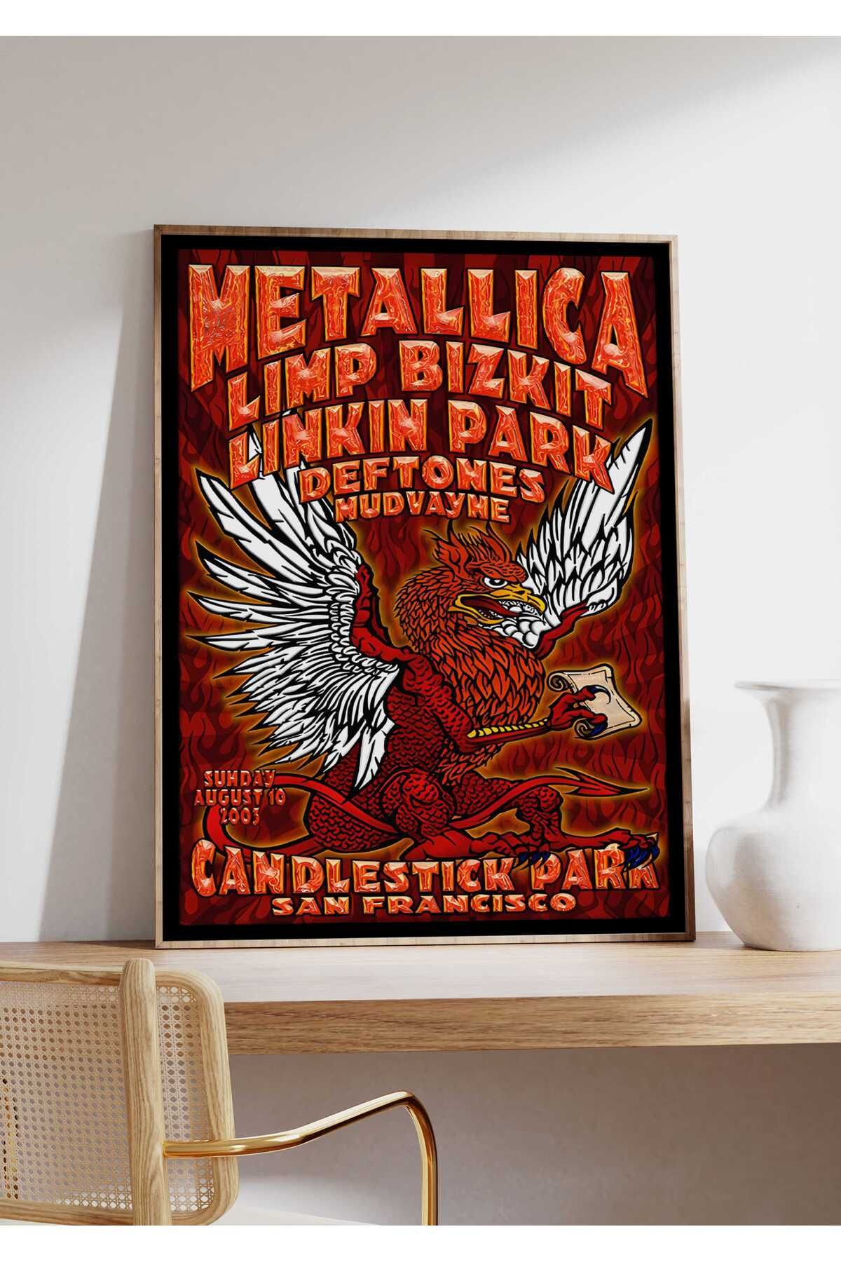 Metallica Konser Tasarımlı Retro Çerçeveli Tasarım Tablo No:2