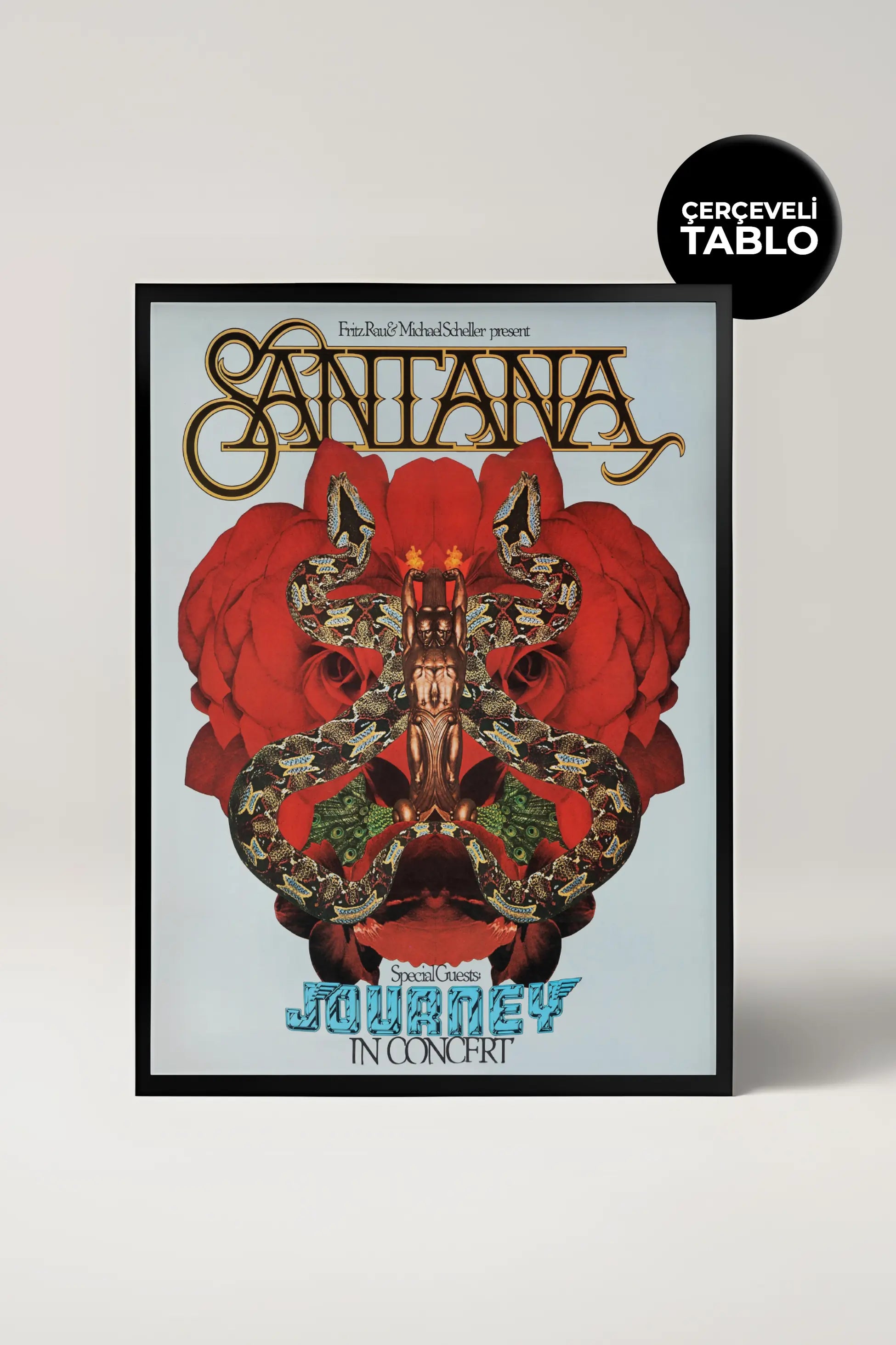 Carlos Santana Konser Tasarımlı Retro Çerçeveli Tasarım Tablo