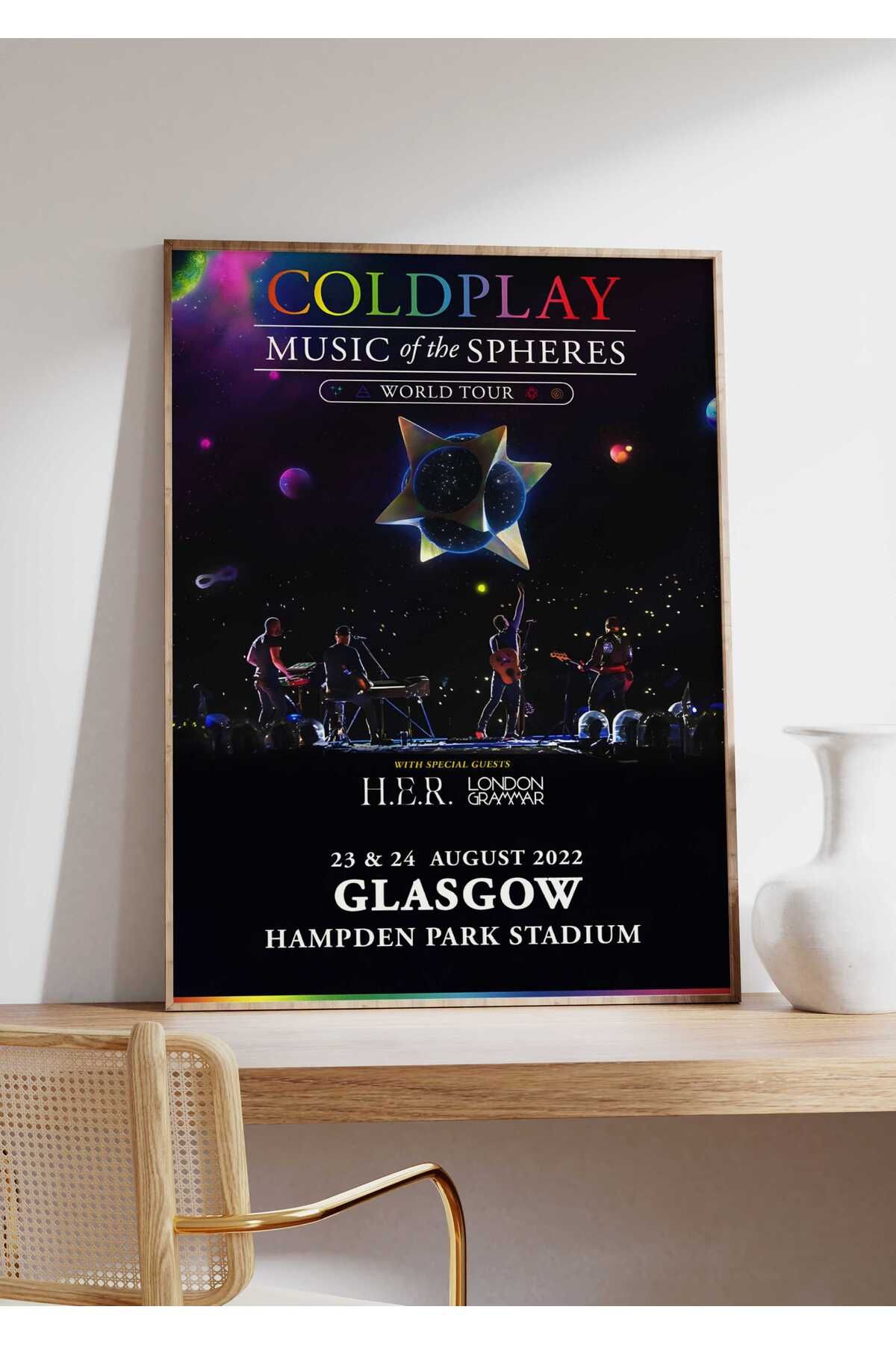 Coldplay Konser Tasarımlı Retro Çerçeveli Tasarım Tablo