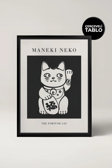Maneki Neko The Fortune Cat Ünlü Ressamlar Çerçeveli Tablo