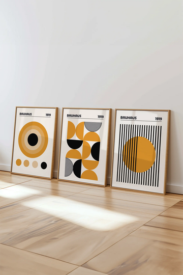 Bauhaus Koleksiyonu No: 10 Tasarımlı 3'lü Çerçeveli Tablo Seti