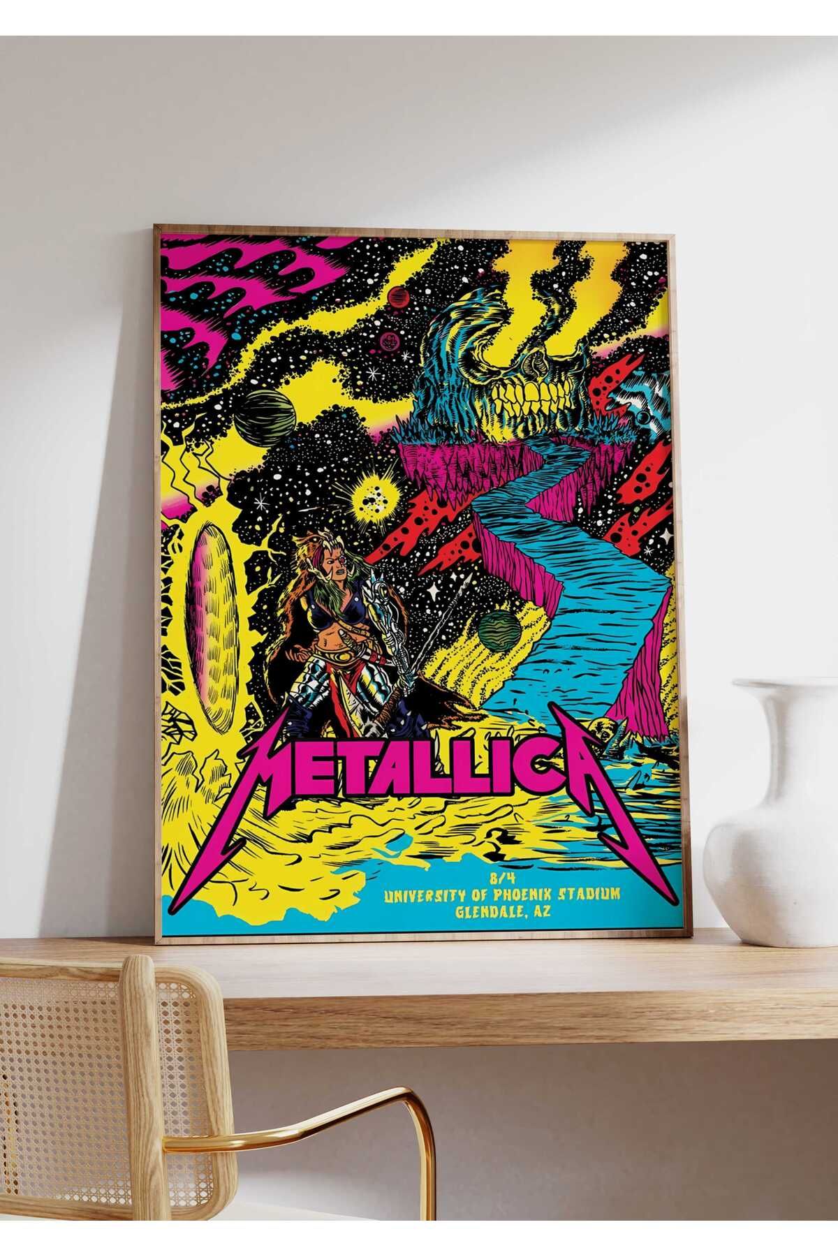 Metallica Konser Tasarımlı Retro Çerçeveli Tasarım Tablo No:1