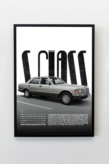 Mercedes Benz W126 S Class Tasarımlı Çerçeveli Tablo | İkonik Otomobiller Koleksiyonu