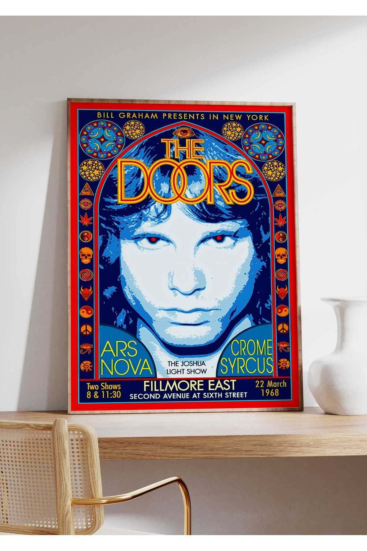 The Doors Jim Morrison Konser Tasarımlı Retro Çerçeveli Tasarım Tablo