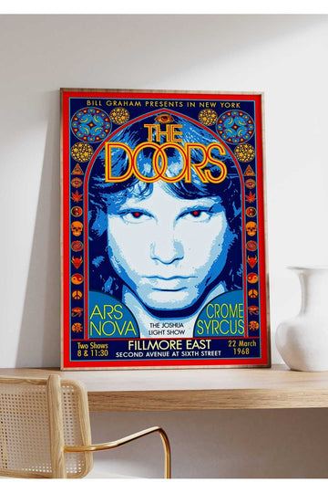 The Doors Jim Morrison Konser Tasarımlı Retro Çerçeveli Tasarım Tablo