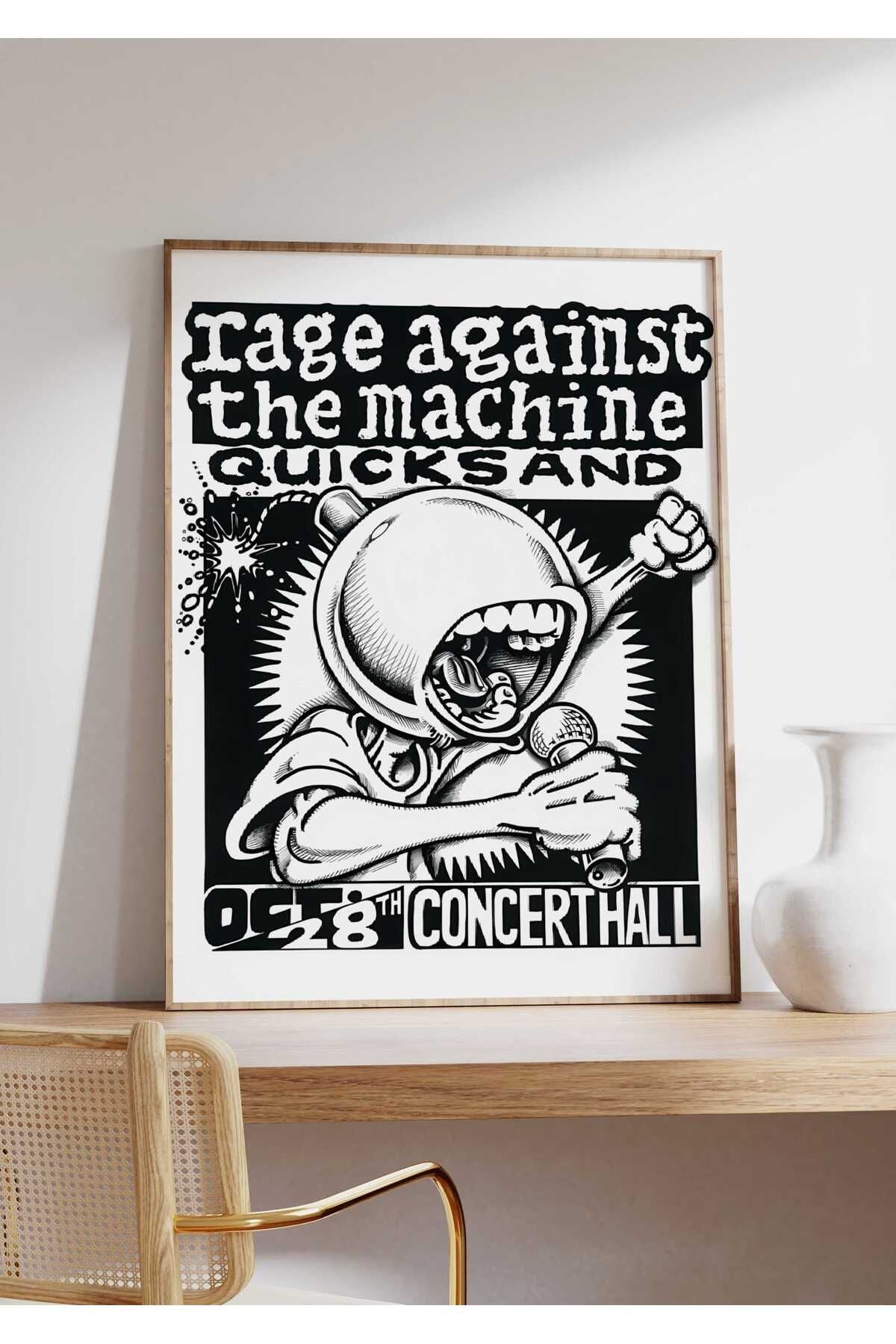 Rage Against The Machine Konser Tasarımlı Retro Çerçeveli Tasarım Tablo