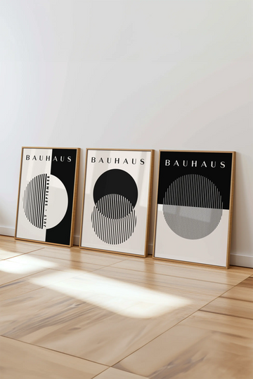 Bauhaus Koleksiyonu No: 9 Tasarımlı 3'lü Çerçeveli Tablo Seti