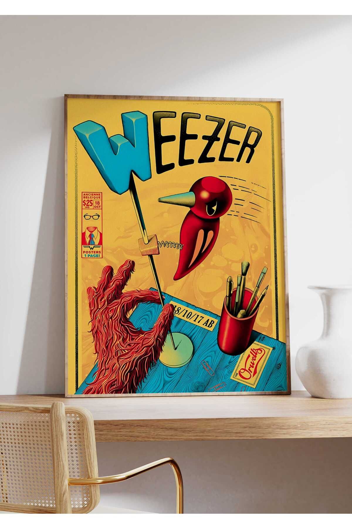 Weezer Konser Tasarımlı Retro Çerçeveli Tasarım Tablo