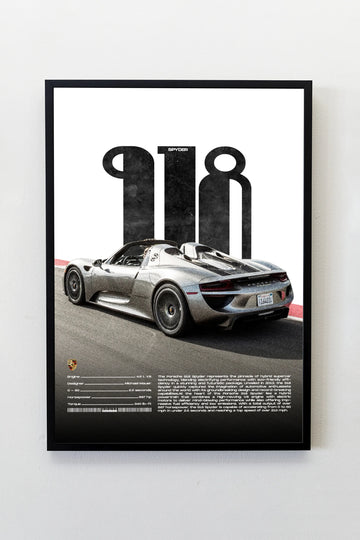Porsche 918 Spyder Tasarımlı Çerçeveli Tablo | İkonik Otomobiller Koleksiyonu