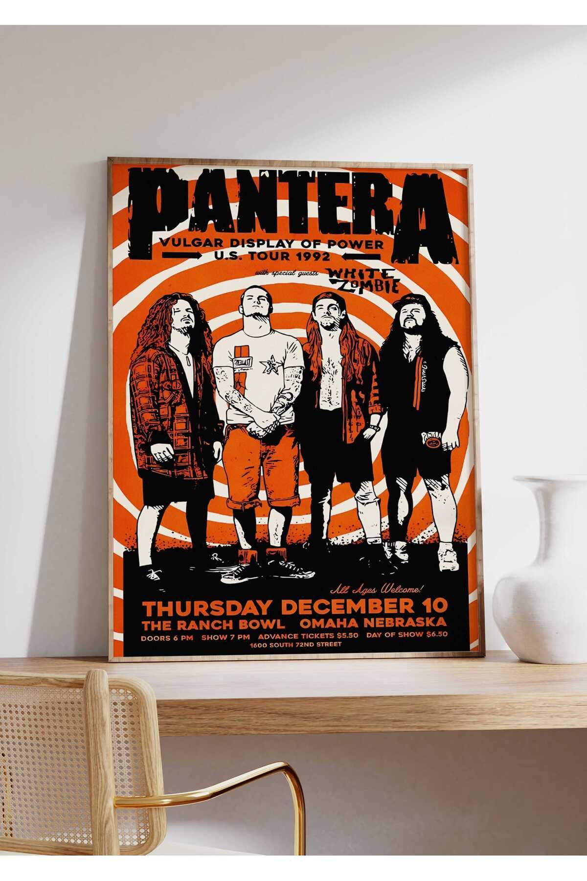 Pantera Konser Tasarımlı Retro Çerçeveli Tasarım Tablo
