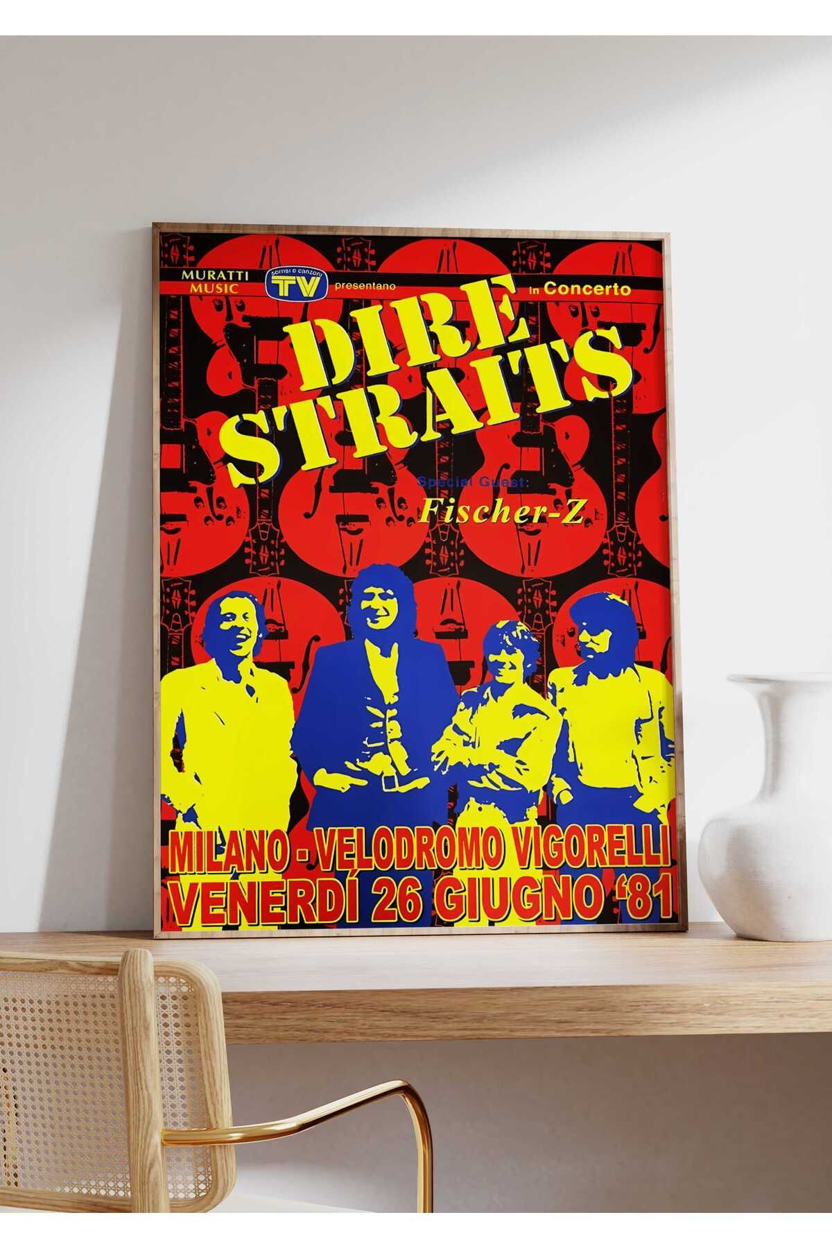 Dire Straits Konser Tasarımlı Retro Çerçeveli Tasarım Tablo