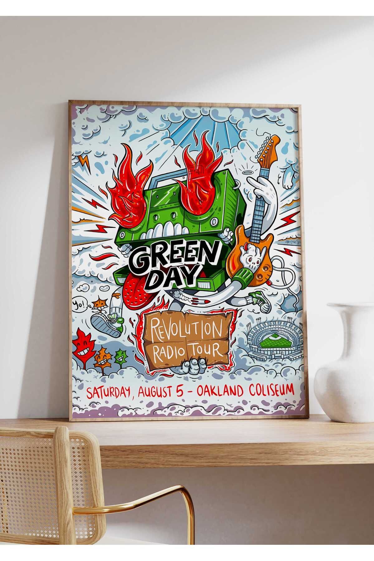Green Day Konser Tasarımlı Retro Çerçeveli Tasarım Tablo No:2