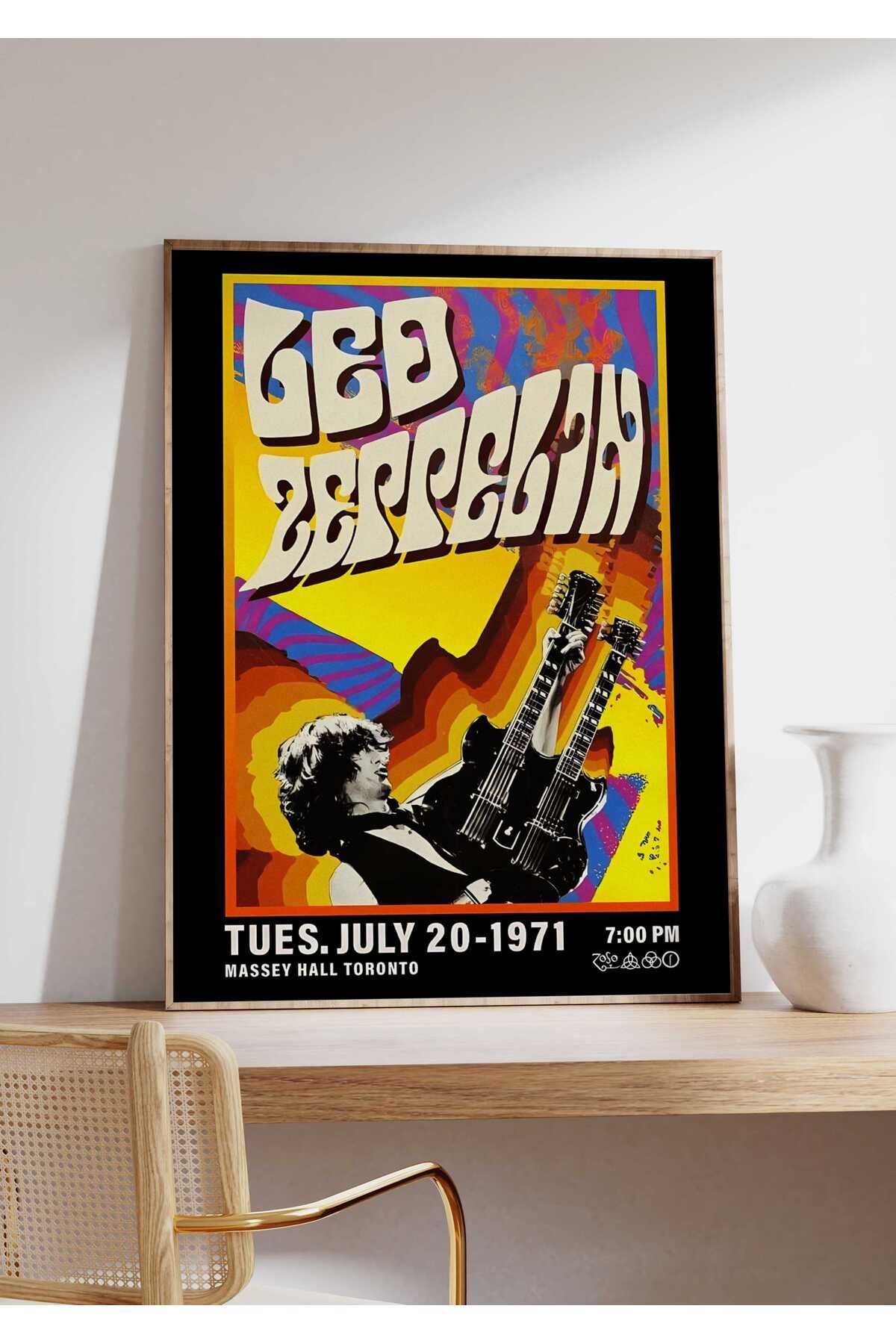 Led Zeppelin Konser Tasarımlı Retro Çerçeveli Tasarım Tablo No:1