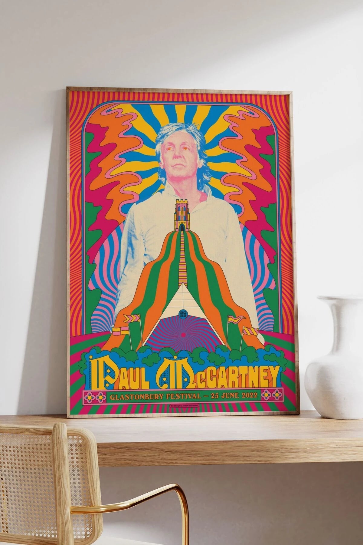 Paul Mccartney Konser Tasarımlı Retro Çerçeveli Tasarım Tablo