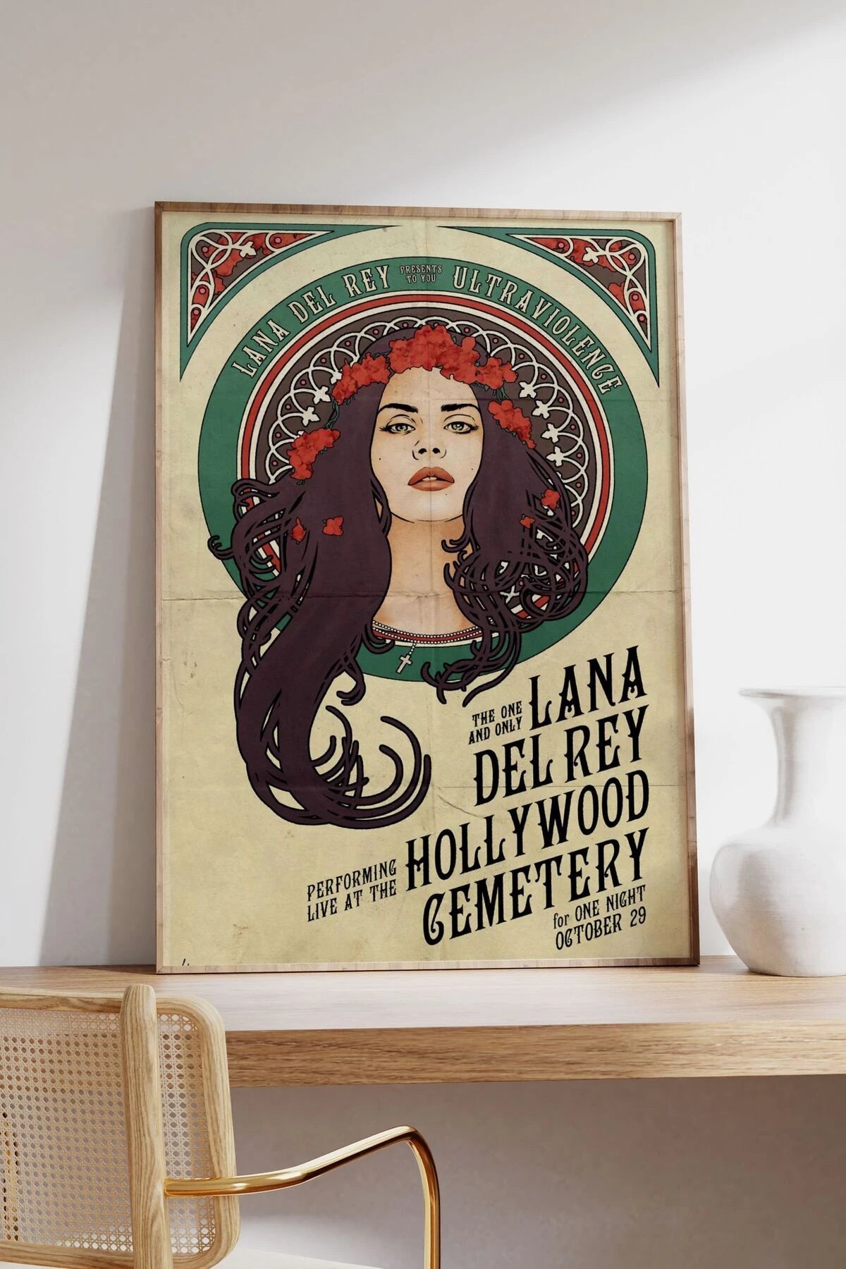 Lana Del Rey Konser Tasarımlı Retro Çerçeveli Tasarım Tablo