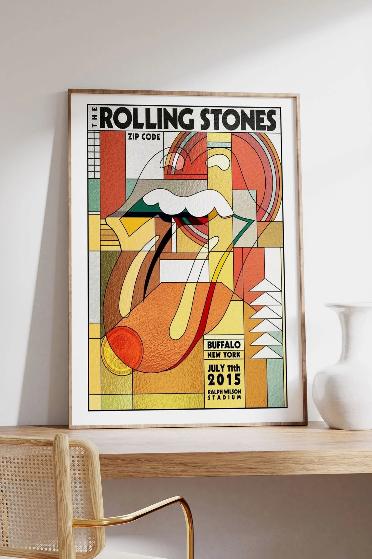 The Rolling Stones Konser Tasarımlı Retro Çerçeveli Tasarım Tablo