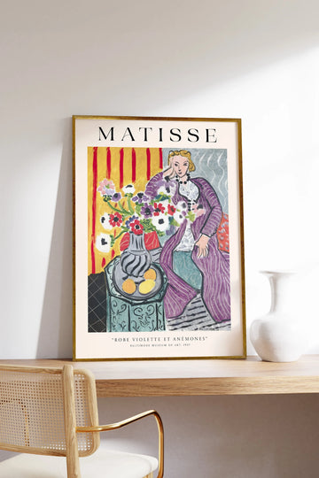 Henri Matisse Robe Violette Et Anemones Çerçeveli Tablo