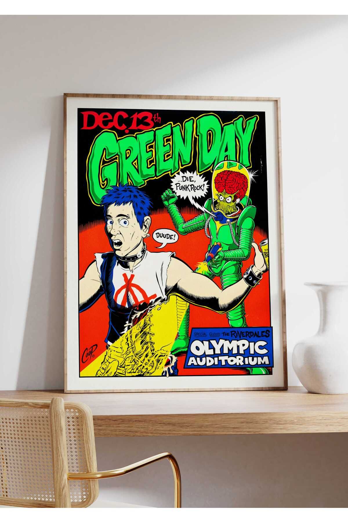 Green Day Konser Tasarımlı Retro Çerçeveli Tasarım Tablo No:3